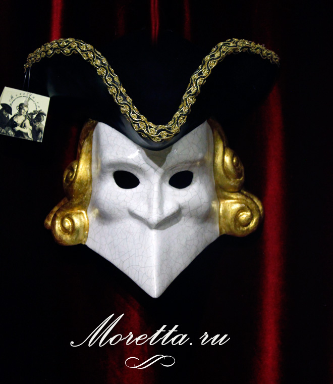 Венецианская маска интерьерная баута со шляпой